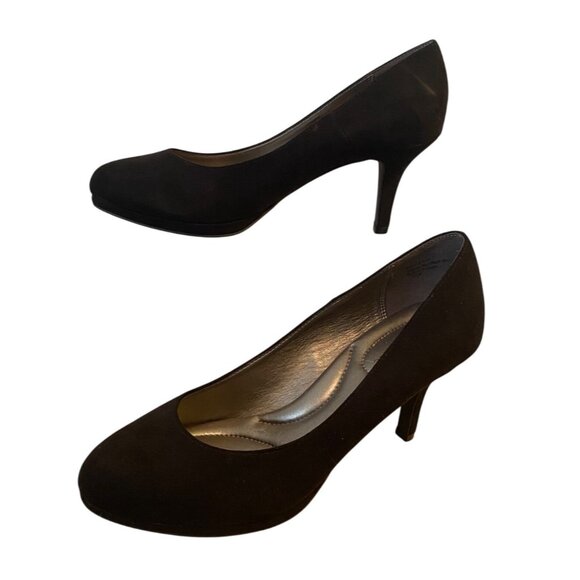 Kelly & Katie Womens Black Faux Suede Round Toe Pumps Size 8.5 W - Picture 3 of 9